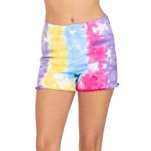 Judy Blue Snow Cone Tie Dye Cut Off High Waist Short. Size XL